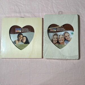Lot of 2 ArtMinds Square Unfinished Wood Photo Frame Heart Shaped Craft DIY NEW
